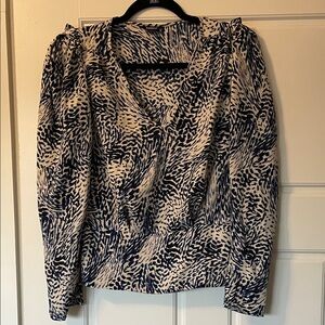 Express Blue and White Patterned Blouse